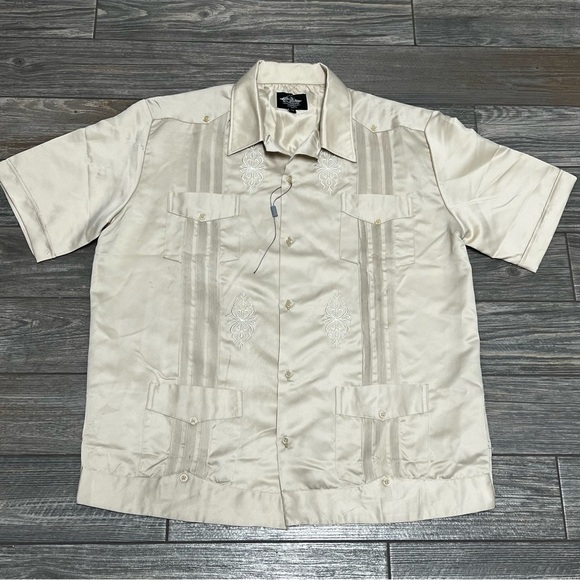 El General Men's 3XL Western Shirt Tan Beige Short Sleeve Shiny Button New NWD - Picture 14 of 14